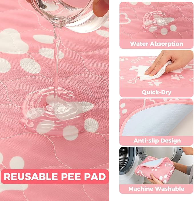 Homimp Portable Pet Playpen for Indoor Cats & Puppies, Foldable Dog Playpen Outdoor Tent Crate Cage with Pee Pad & Carry Bag, Pet Crate with Mesh Sides for Small Animals Travel, Pink M