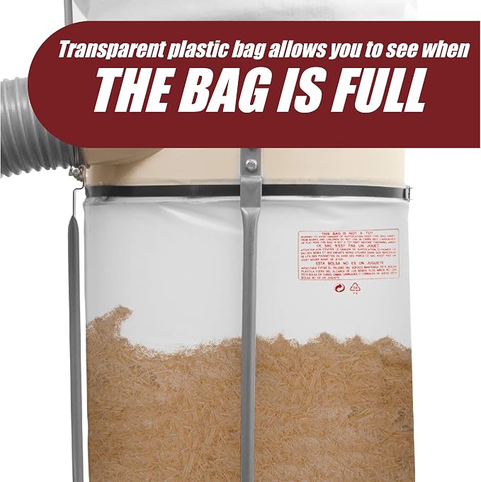 Clear Plastic Dust Collector Replacement Bag 5 Pack 20" Diameter by 43" Long