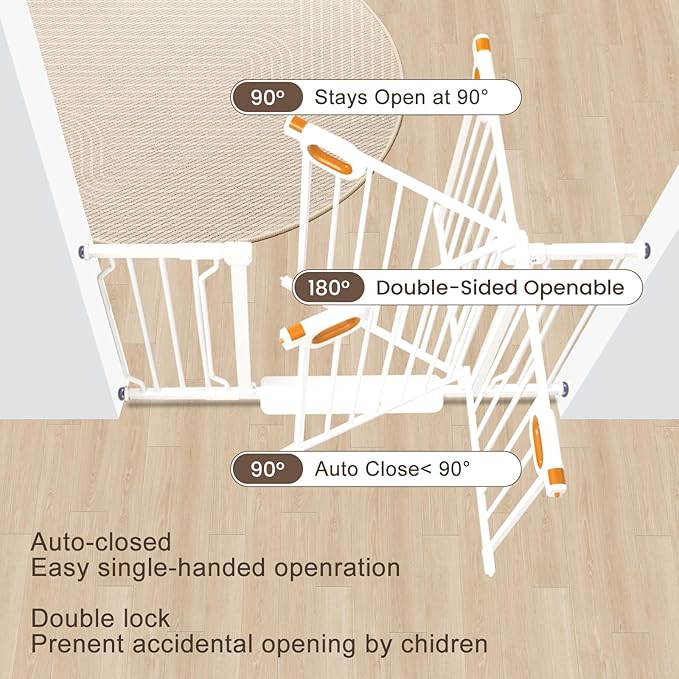 owlie Small Narrow Baby Gate for Stairs Doorways Hallways 23.6-27.6 Inch Wide Pressure Mounted Baby Gate Walk Through Child Gates Toddler Dogs Pet Indoor Stairway Doorway White (30.5'' Tall)