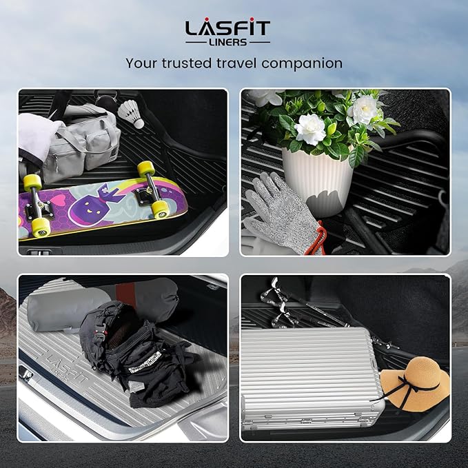 LASFIT Cargo Mat for Hyundai Elantra 2026 2025 2024 2023 2022 2021 & Elantra N 2022-2025, All Weather TPE Custom Fit Elantra & Elantra N Trunk Mat, Black