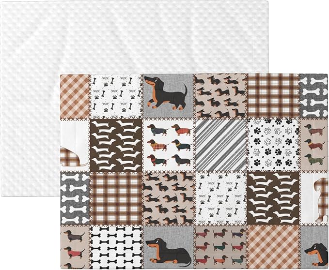 Dachshund Dog Throw Blanket - Buffalo Plaid Blanket for Dog Cat Paw Print Pet Blankets 40x30 for Couch Sofa Bed