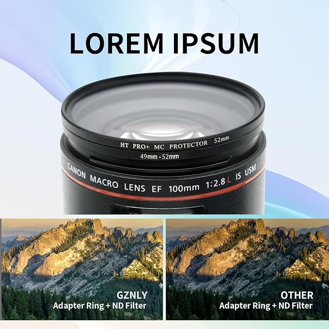 49-52mm Step-Up Ring Adapter, 49mm to 52mm Step Up Filter Ring