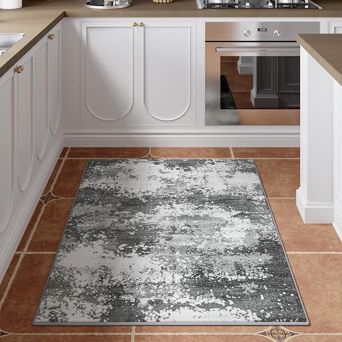 Entryway Rug 3x5 Grey Door Mat Indoor Entrance 36x60, Washable Small Throw Rugs
