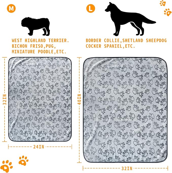 LOKOZ 2 Pack Dog Blanket for Small Medium Dogs, Soft Washable Fleece Pet Blankets with Paw Print, Puppy & Cat Blanket for Bed Couch Sofa, 24"x32"