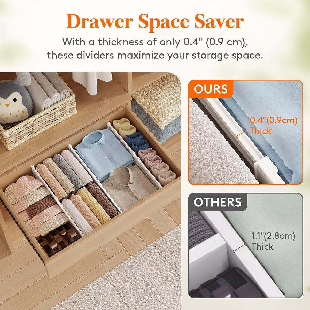 Lifewit 9 Pack 4" High Drawer Dividers, Adjustable Drawer Organizer Clothes