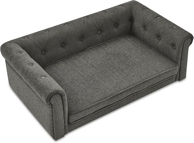 Elegant Rectangle Pet Bed for Medium and Large Dogs, Durable Elevated Dog Sofa Bed, Comfortable Dog Couch, Modern and Stylish Dog Sofa for Large Dogs,Dark Grey