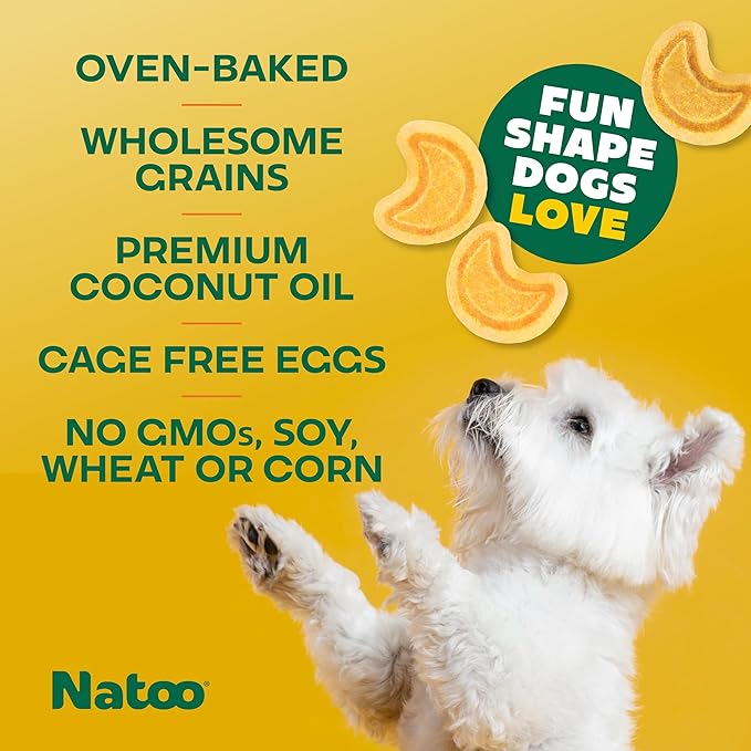 NATOO Biscuits for Small Dogs & Puppies Crunchy Dog Treats, Sweet Potato & Pumpkin Healthy Natural Canine Biscuits, Rich in Omega 6, Prebiotics & Fiber, Antioxidants for Immunity (8 oz)