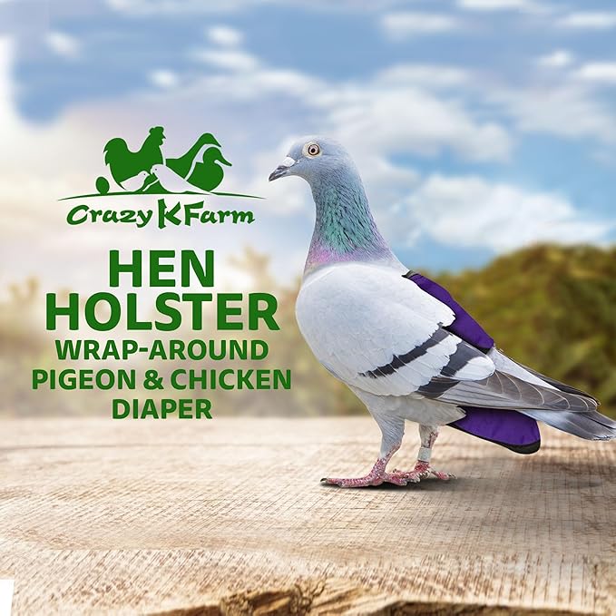 Bird Diaper, Wrap Around, for Larger Pigeons, Small Breed Hens and Roosters, Leak-Proof Design, Comfortable Fleece Strap Bird Harness with Sewn-in Liner & Secure Hook and Loop Closure - XS,Purple