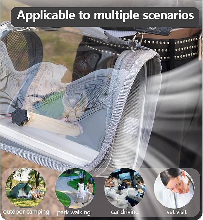 Portable Bird Travel Carrier with Breathable Mesh Windows Hands Free Parrot Backpack for Vet Visit Shopping Hiking, Clear View Small Pet Cage with Easy Clean Removable Tray and Perch