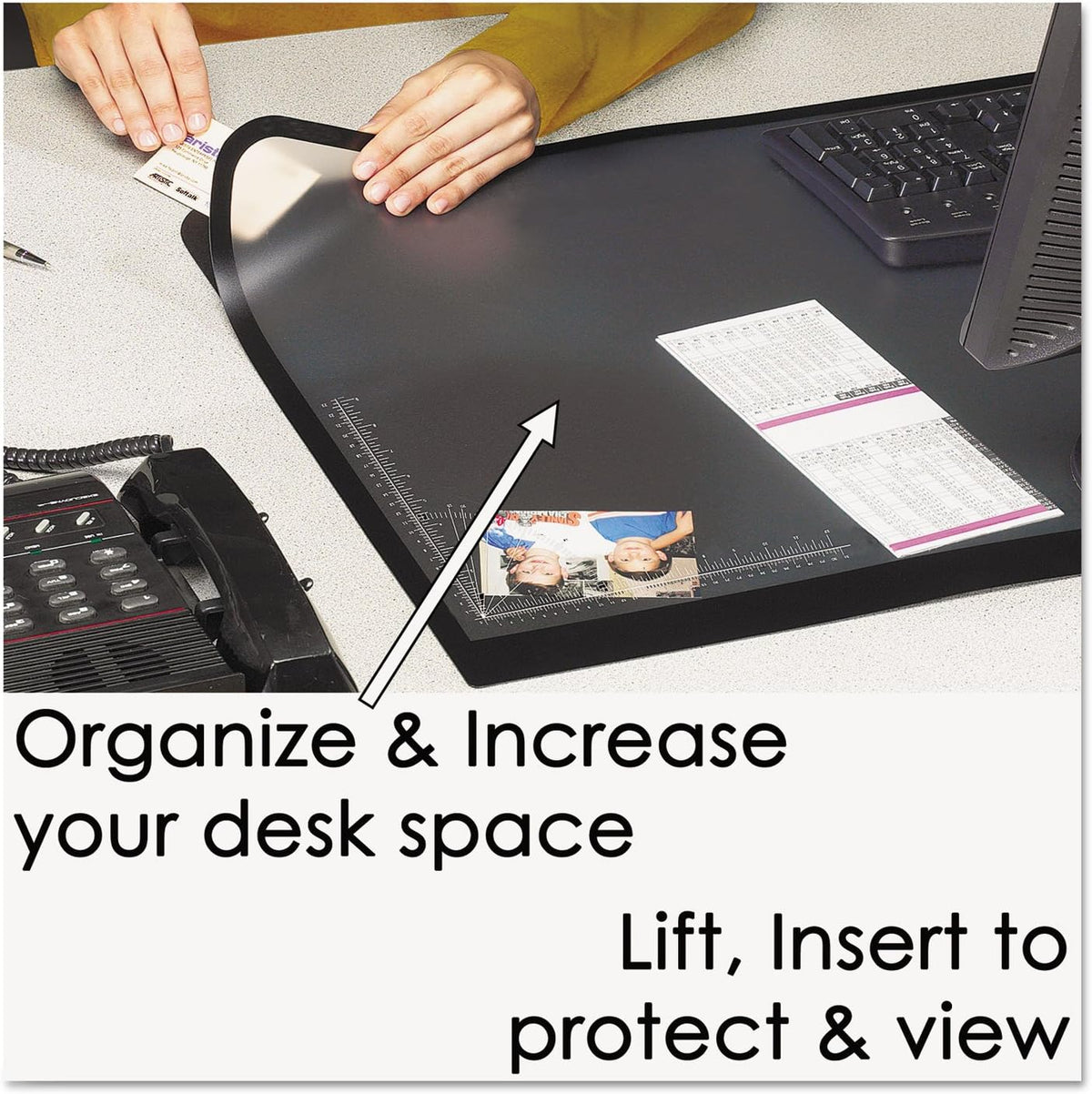 Logo Pad Desktop Organizer with Clear Overlay, 24 x 19, Black