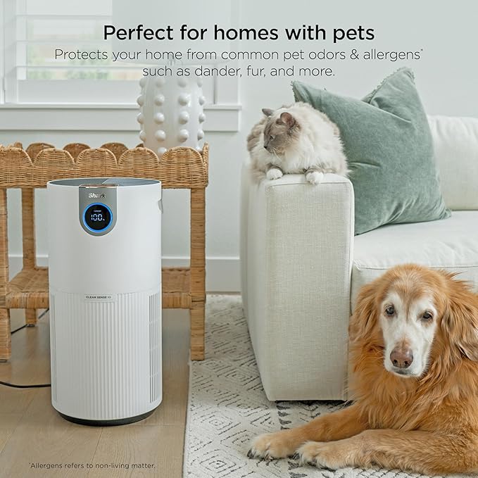 Shark Air Purifier for Home, Office, and Bedroom, Clean Sense Technology, HEPA Air Filter, 1200 Sq Ft, Captures 99.98% of Particles, Pet Dander, Pollutants, Dust, Smoke, Allergens & Smells, HP202