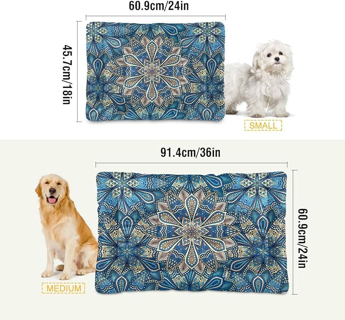 Bohemia Floral Pet Bed Cute Dog Bed Mat Absorbing Non Slip Pad Pet Sleeping Mat for Small, Medium, and Large Dogs Puppy Cat 24 in x 18 in