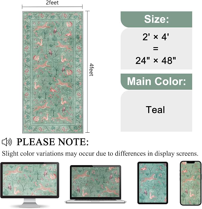 DUKINO 2x4 Rug for Hallway, Washable Kitchen Runner Rug