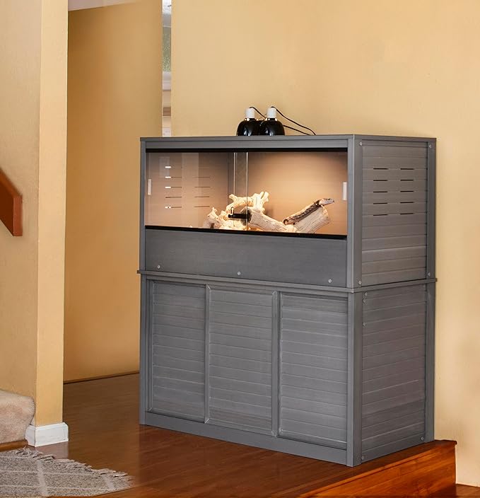 New Age Pet ECOFLEX Large Reptile Enclosure with Matching Cabinet Stand Set in Grey