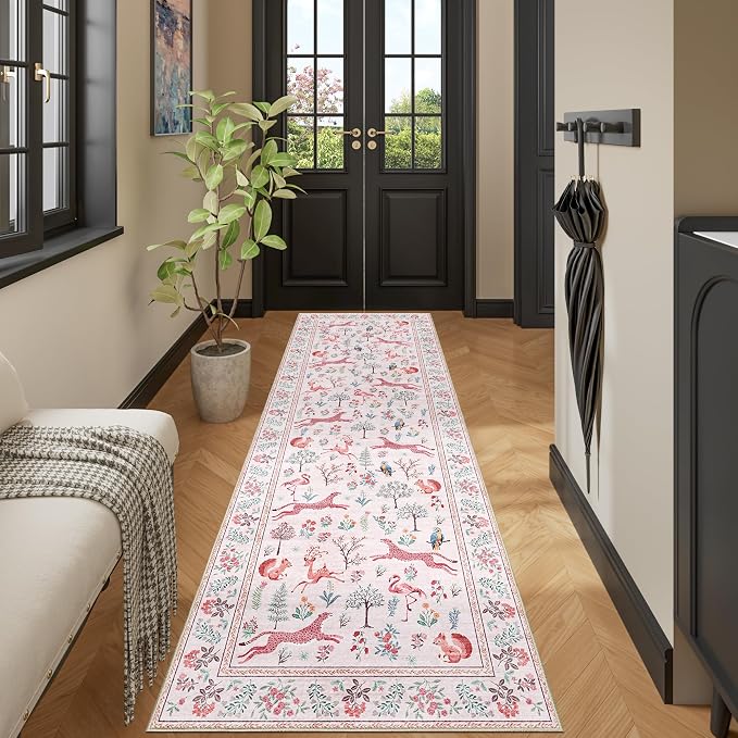 DUKINO 2.6x8 Rug for Hallway, Washable Kitchen Runner Rug