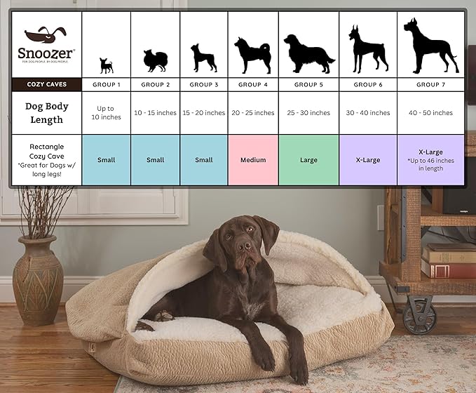 Snoozer Pet Products Luxury Rectangle Cozy Cave Dog Bed with Microsuede, Extra Large, Anthracite