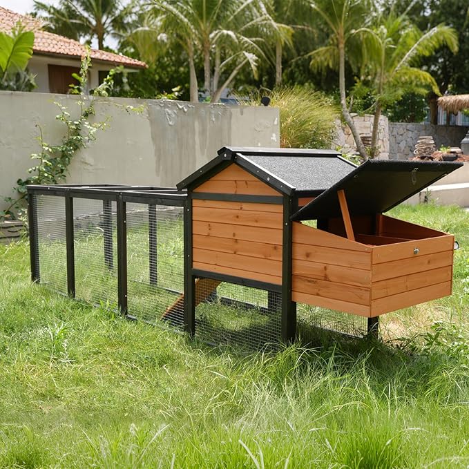 Wooden Chicken Coop, Large Outdoor Hen House with Nesting Box Poultry Cage, Rabbit Hutch Bunny Cage, Waterproof for Outdoor Backyard