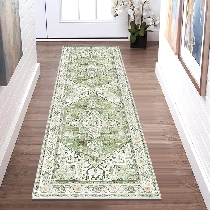 Yamaziot Washable Runner Rug, 2x6 Non-Slip Boho Vintage Hallway Rug Runner