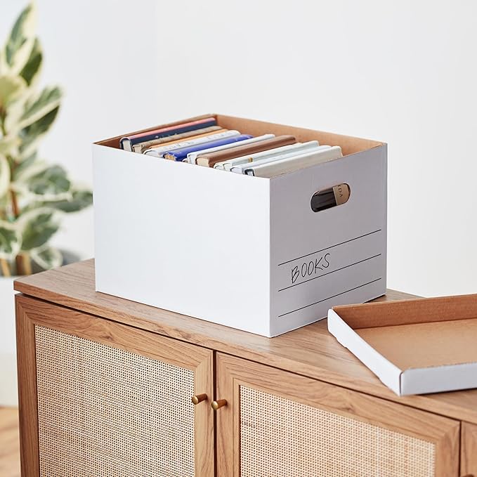 Amazon Basics Storage/Filing Boxes with Lift-Off Lid - Letter/Legal Size, Sturdy, Easy Assembly, White, 16.2" L x 12.5" W x 10.5" H, Pack of 20