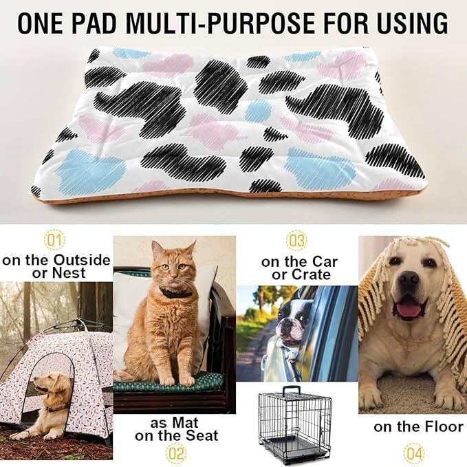Milk Cow Print Pet Bed Cute Dog Bed Mat Absorbing Non Slip Pad Pet Sleeping Mat for Small, Medium, and Large Dogs Puppy Cat 24 in x 18 in