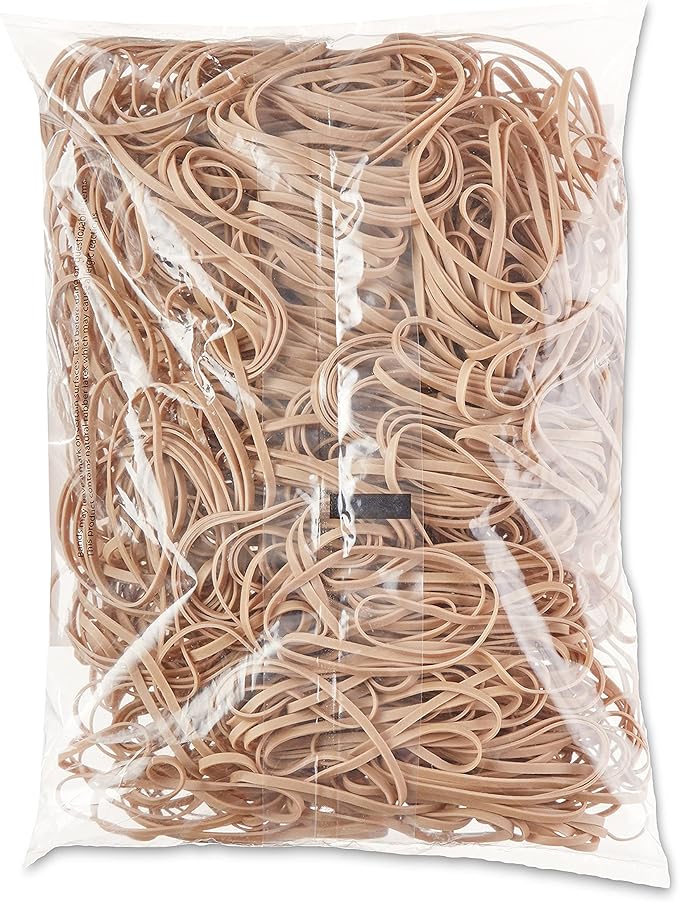 Amazon Basics Rubber Bands, Size 33 (3-1/2 x 1/8 Inch), 600 Bands/1 lb Pack, 25-Pack, Tan