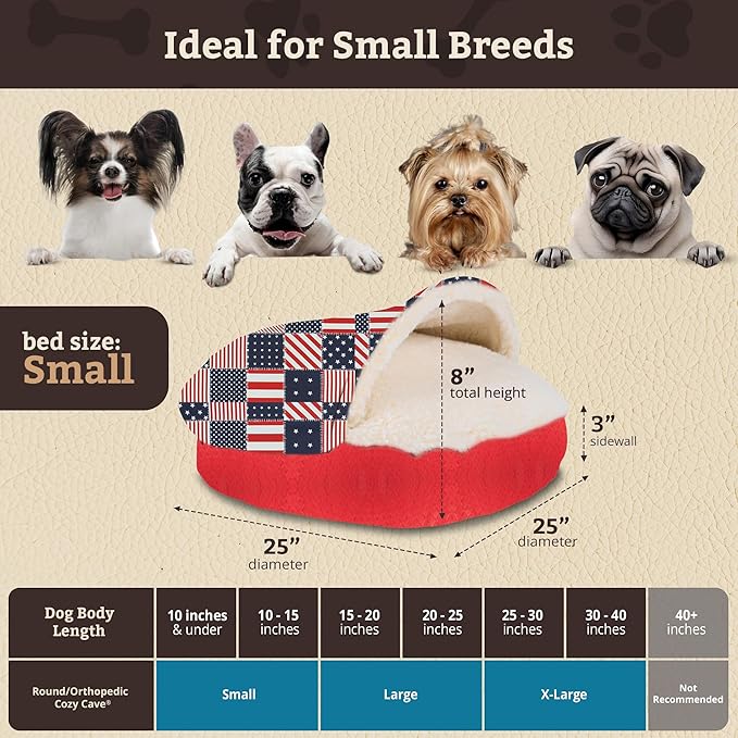 Snoozer Luxury Cozy Cave Pet Bed, Wag Collection, Small - Starpatch Red Diamond