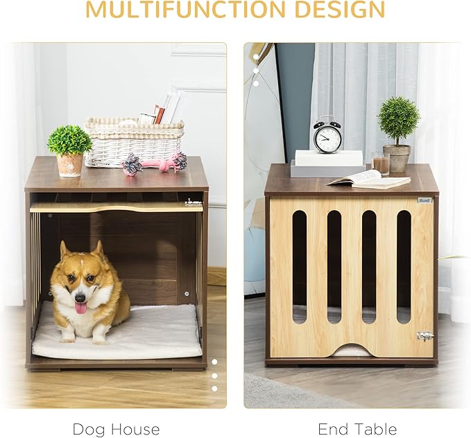Dog Crate Furniture End Table with Removable Door, Dogs Cage House Kennel Indoor Bed with Safety Lock for Small Medium Dogs,Brown