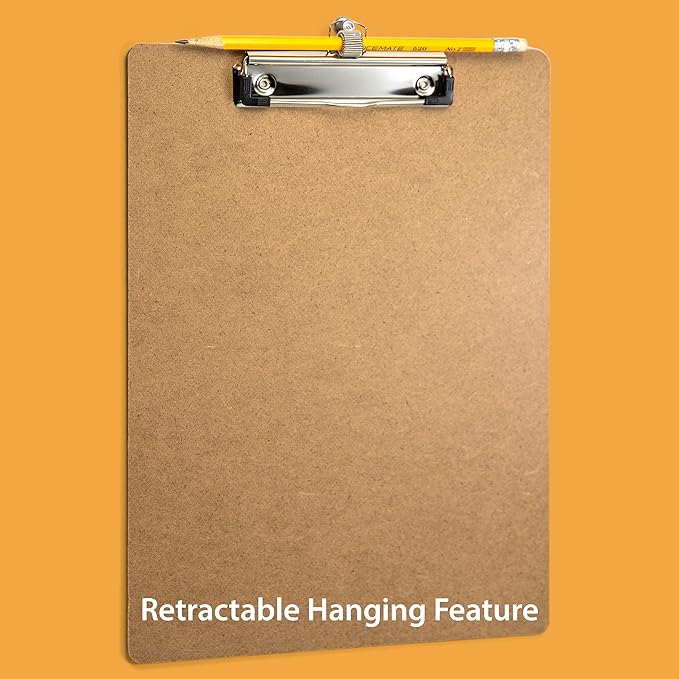 Achieva Recycled Wood Clipboard, Letter Size, Low Profile Clip with Pen Holder, 24 PK (68003)