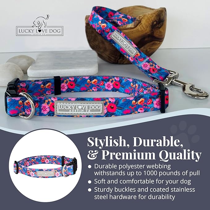 Lucky Love Dog - Adjustable Dog Collar with Easy Click Buckle for Medium Dogs, Durable, & Comfortable Collar for Male & Female Dogs, Pet Collar for Puppies & Adult Dogs - Zuzu, Medium