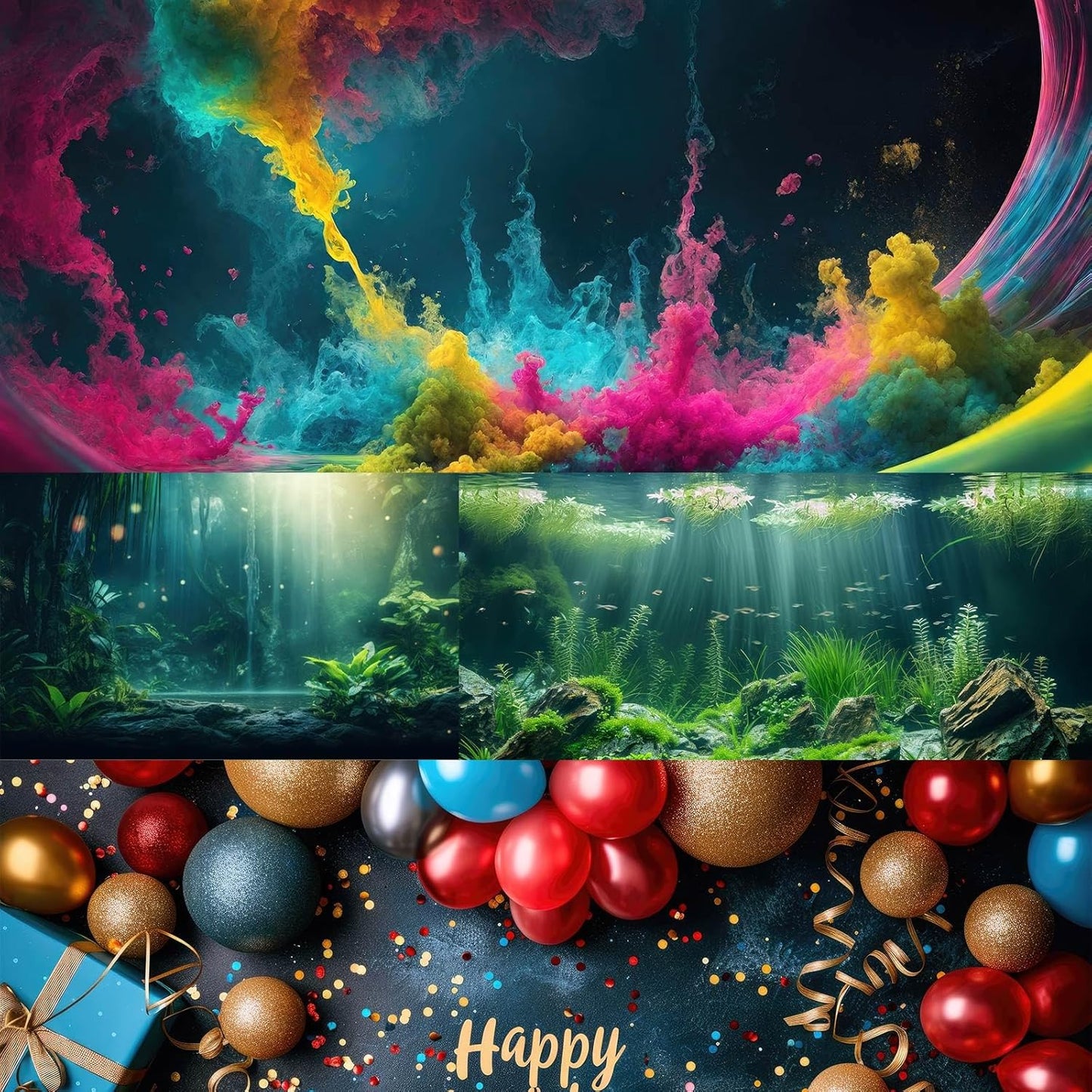 Cave Aquarium Background Underwater Cave with Light Beam Tranquil Stream Terrarium Background Mysterious Elegant Fantasy Tropical Plants Fish Tank Backdrop Wallpaper Poster Decorations Vinyl 36x18in