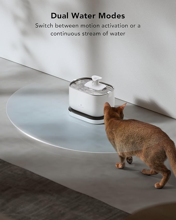 Bundle of PETLIBRO Cat Water Fountain, Cordless Pet Water Fountain Battery Operated+8 Packs Replacement Filters for Dockstream Cat Water Fountain WF005 WF115 WF105, 4 Months Set of Replacement Filters