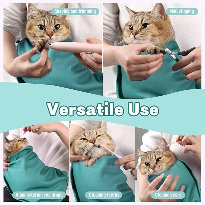 Paw Legend 35.4" Cat Wrap for Grooming Cat Wrap for Cutting Nails Cat Restraint for Nail Clipping Self Adhesive Blanket Restraint Cloth for Cats Within 22lbs