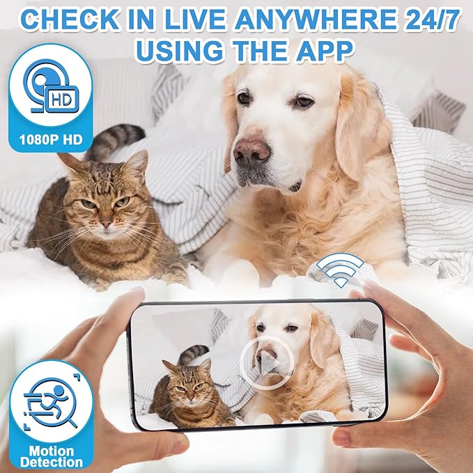 WiFi Pet Camera Wireless USB Charger Camera with Phone App, Home Security Nanny Cam Phone Charger with Motion Detection
