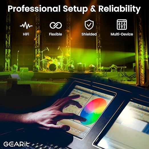 GEARit DMX to DMX Stage Lighting Cable (100 Feet, 2-Pack) DMX Male to Female (XLR Compatible) 3-Pin Balanced Shielded for DJ LED Moving Head Par Light, Mic Mixer, Recording Studio, Podcast - 100ft