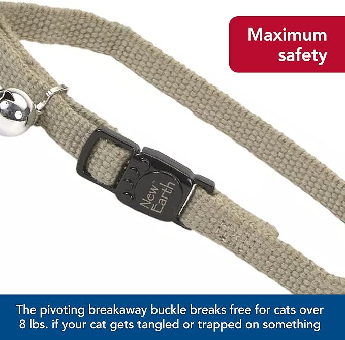 Coastal Pet New Earth Soy Adjustable Breakaway Cat Collar - Eco-Friendly, Odor-Resistant and Adjustable Cat Collar - Olive - 3/8" x 8"-12"