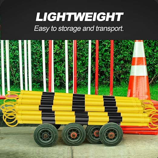 RoadHero 20 Pack 4 FT to 6.9 FT Retractable Cone Bar, Expandable Traffic Cone Bars for Parking Lots, Extendable Barricade for Road Construction, Black and Yellow, Cone Not Included