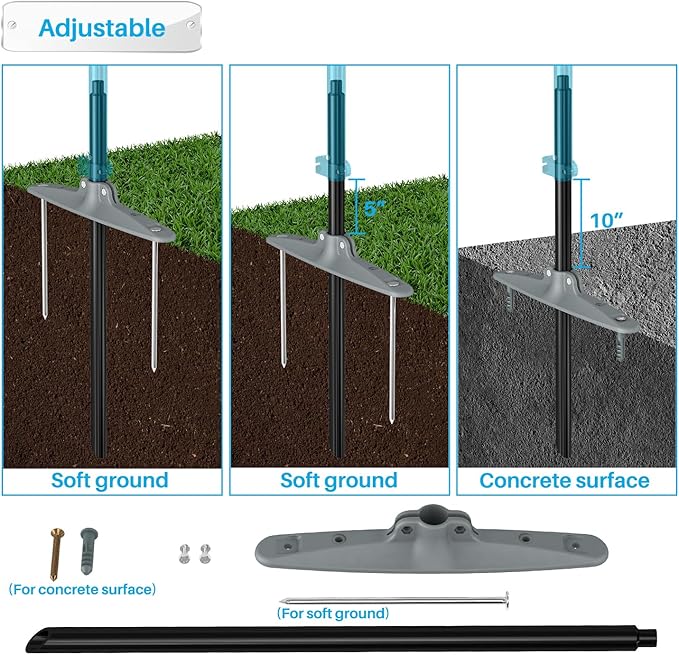 Patio 6' x 43' Outdoor Privacy Screen Freestanding Temporary Fence Panels Net Cover with Metal Poles for Outside Backyard Pool Garden Air Conditioner Fencing, Black