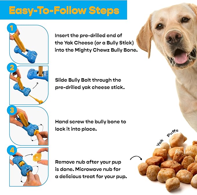 Yak Chew Holder Pack, Medium (4 Pieces) - Includes Yak Cheese Holder for Safe, Secure and Smarter Chewing. Also a Bully Stick Holder Too!