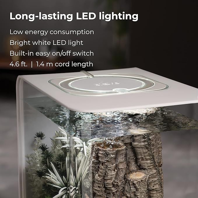 biOrb Flow 15 Acrylic 4-Gallon Aquarium with White LED Lights Modern Compact Tank for Tabletop or Desktop Display, White