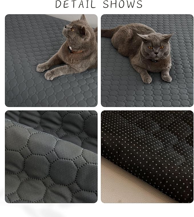 Waterproof Dog Couch Cover Protector Absorbent Quick Dry Non Slip Sofa Cover for Dogs Washable Pet Bed Couch Cover (Grey,51"x79")