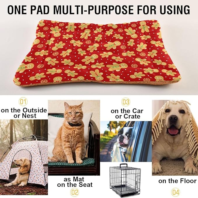 Pet Bed Christmas Gingerbread Cookie Dog Bed Mat Absorbing Non Slip Pad Pet Sleeping Mat for Small, Medium, and Large Dogs Puppy Cat 36 in x 24 in