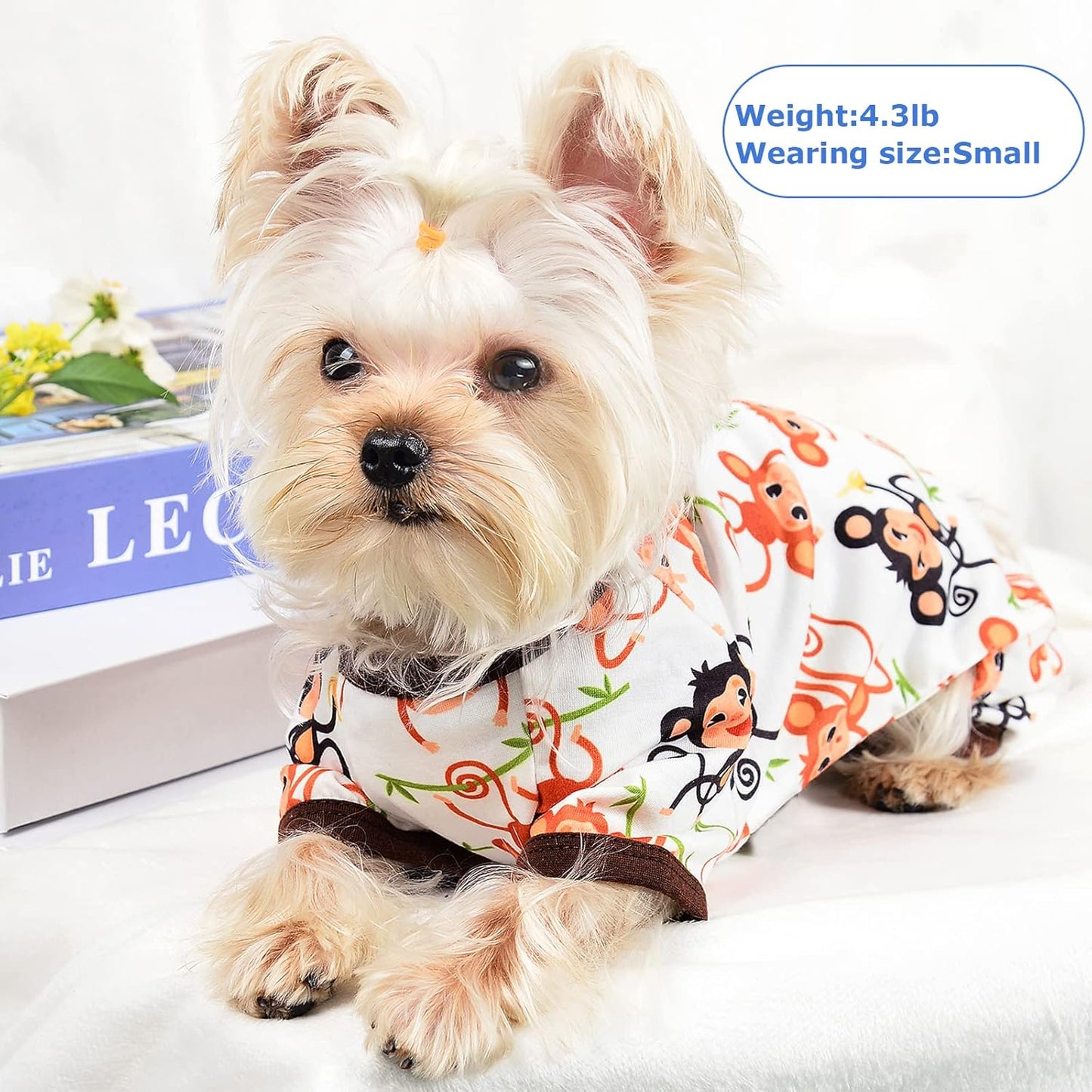 Dog Pajamas Pjs Summer Dog Clothes for Small Dogs Boy Girl Puppy Pajamas for Small Dogs Chihuahua Clothes Pet Onesies Doggie Outfits Jammies, Medium