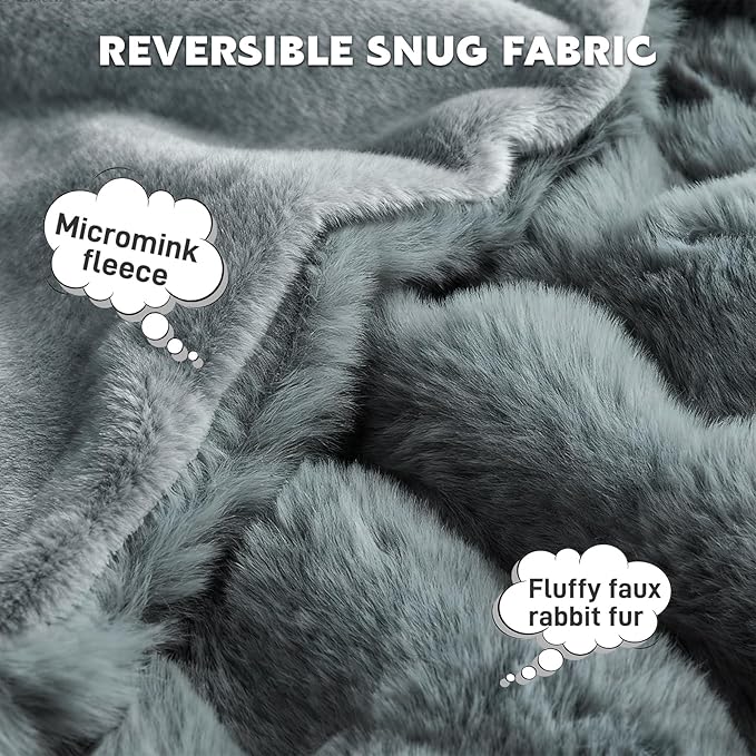 Waterproof Dog Blanket for Sofa Bed Couch, Couch Cover Blanket Fluffy Faux Rabbit Fur Reversible Furniture Protection, Pet Blanket for Medium Large Dogs Cats