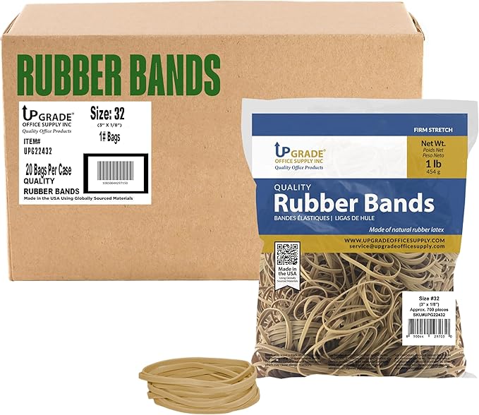 Upgrade Rubber Bands Size 32 (3 x 1/8 in) 700 Bands 1 lb Bag 3 Pack USA