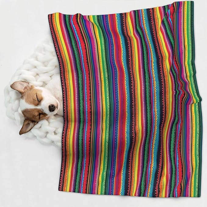 Boho Throw Blanket - Mexican Colorful Striped Blanket for Dog Cat Pet Blankets 40x30 for Couch Sofa Bed