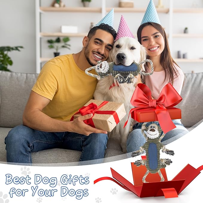 Dog Toys for Large Dog - Plush Squeaky Medium & Small Dog Toys (3pack Monkey & Patypus)