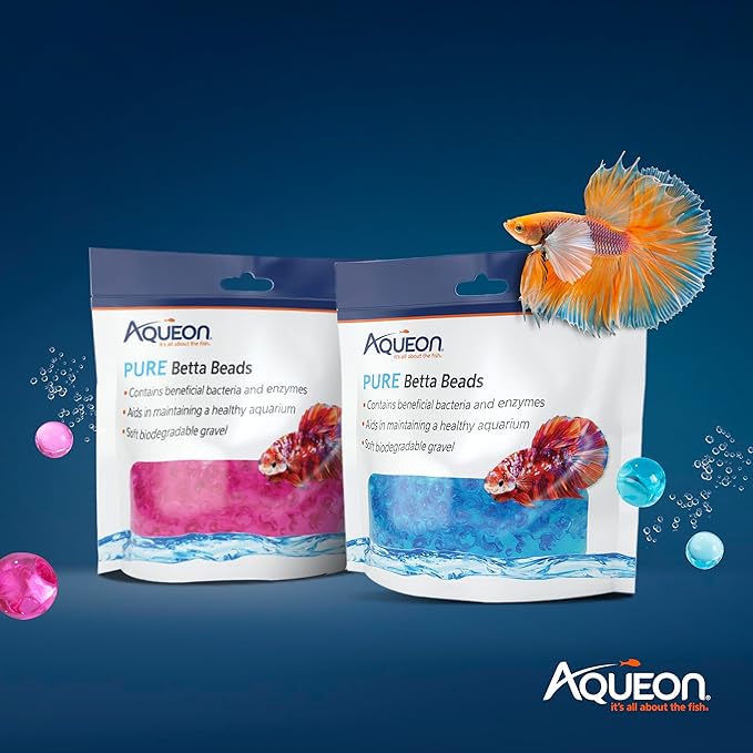 Aqueon PURE Betta Beads, Water Care for Unfiltered Aquariums, Maintains Clear Water and Helps Breakdown Organic Sludge, Pink