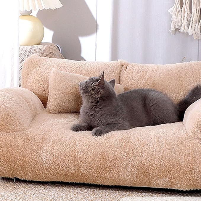 Pet Sofa Bed, Cat and Dog Couch Bed with Removable Washable Cover, Soft Plush Warm Pet Furniture with Anti Skid Bottom for Indoor Cats and Small Dogs (XL)
