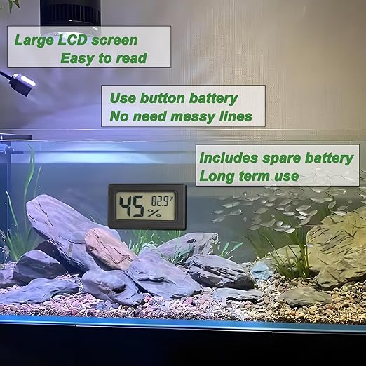 Reptile Thermometer and Humidity Gauge Digtal Terrarium Thermometer Rectangle Bearded Dragon Cage Accessories Reptile Temp and Humidity Gauge for Leopard Gecko Hermit Crab Gecko Lizard Etc 4pc