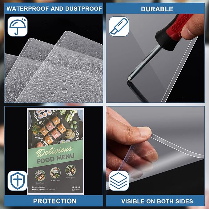 Henoyso 75 Pcs 11" x 17" Rigid Print Protectors, Heavy Duty Hard Plastic Sheet Page Protectors Crystal Menu Holder Clear Poster Sleeve Top Loading Frame for Magazine Photo Paper Poster Prints